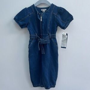 Habitual girls 18M short sleeve denim jumpsuit with belt and pocket details